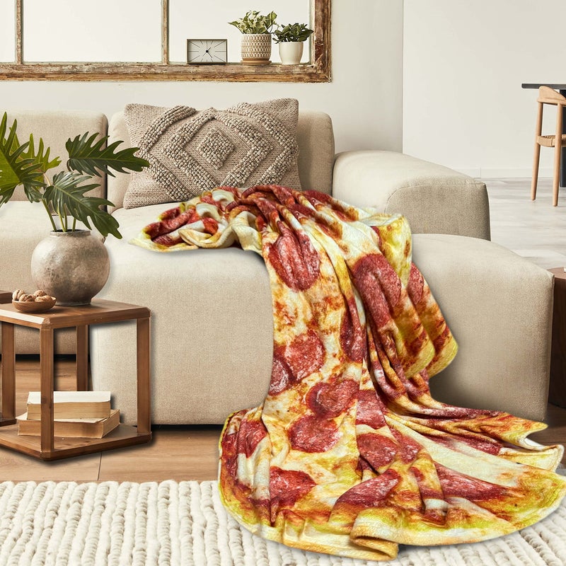 moonysweet Pizza Blanket for Adult and Kids Novelty Food Adult Size Funny Realistic Throw Fuzzy Fleece Flannel Teens Boys and Girls 60 inches - Image 4